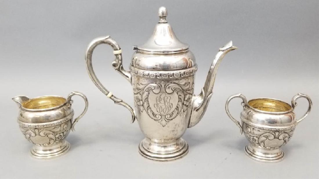Three Piece Dunkirk Sterling Silver Tea Service (1 of 8)
