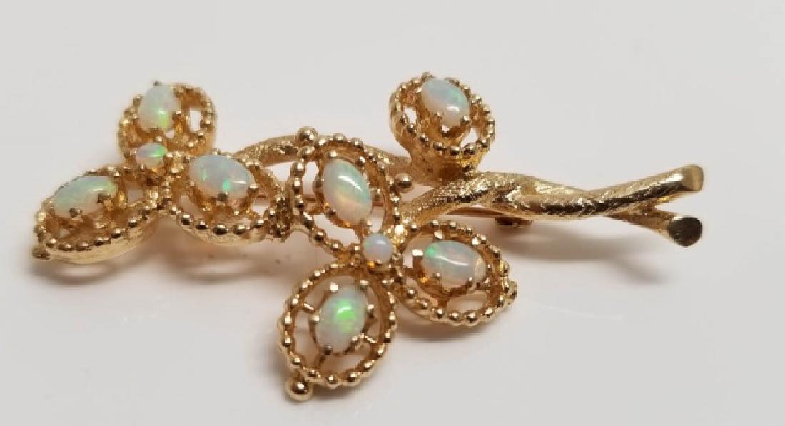 Estate 14kt Yellow Gold & Opal Brooch / Pin (1 of 8)
