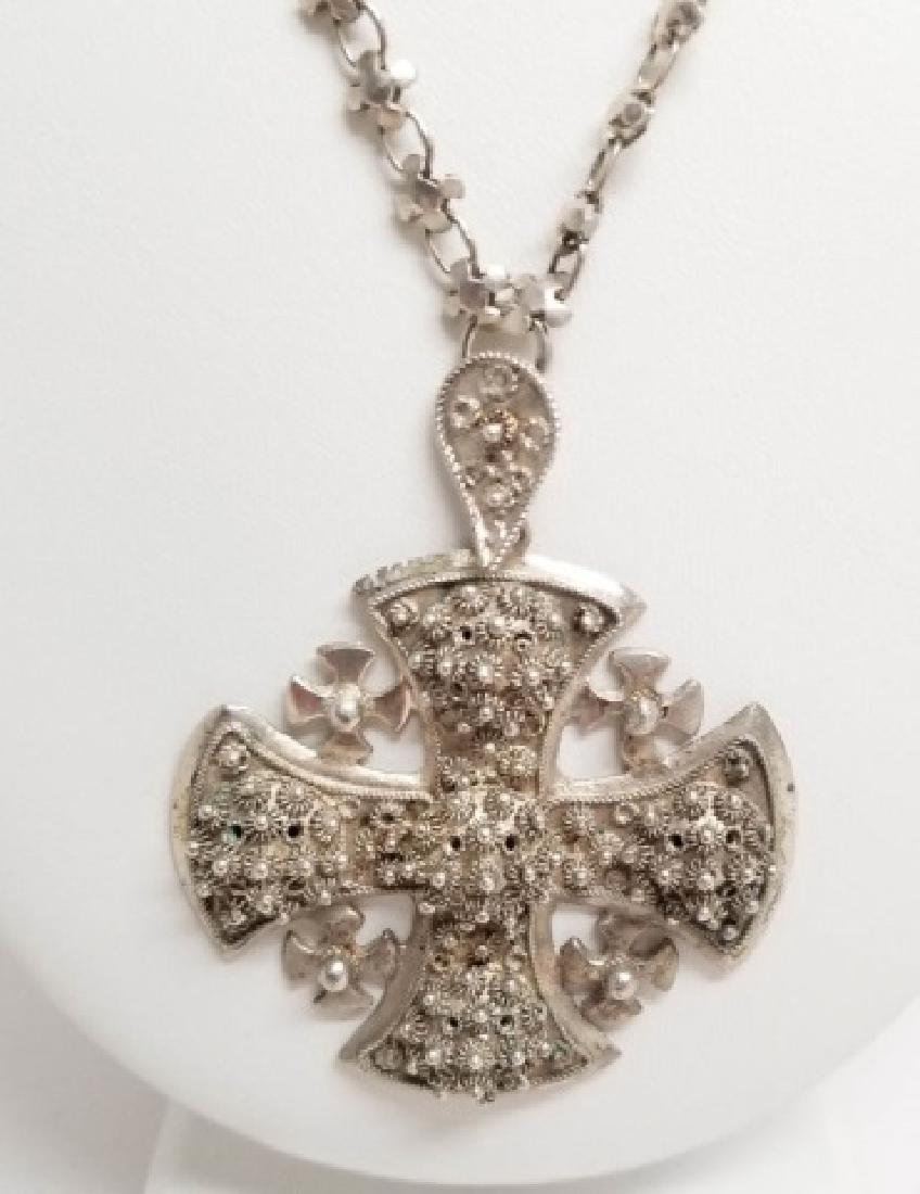 Estate Israeli Silver Maltese Cross Necklace (1 of 6)