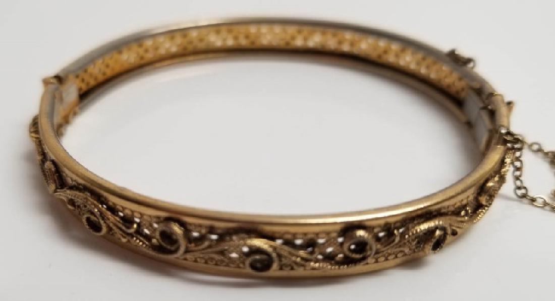Estate Antique Gold Filled Hinged Bangle Bracelet (1 of 7)