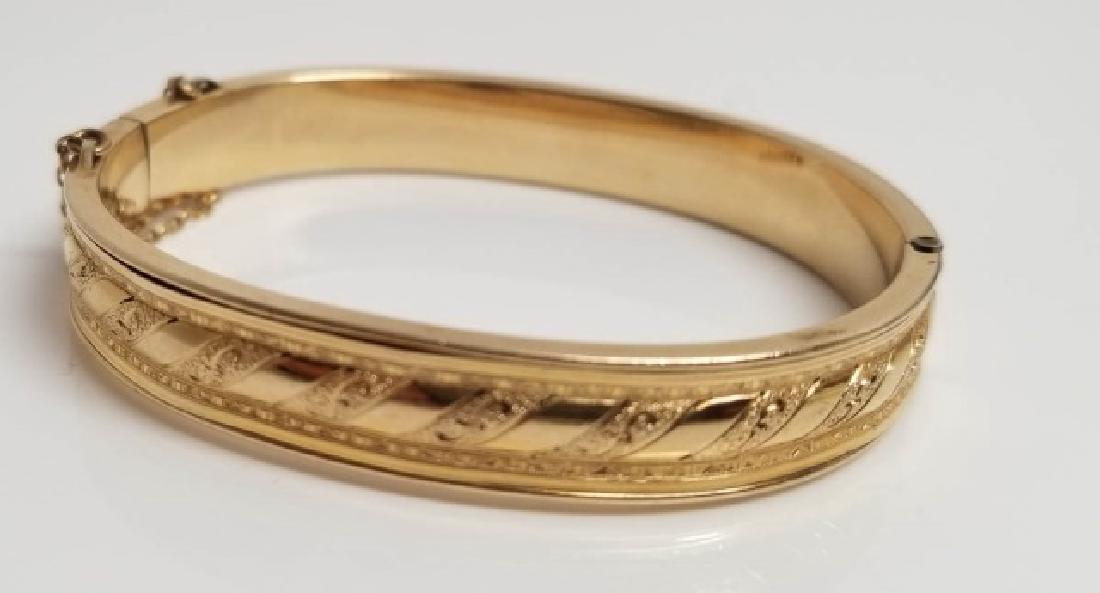 Estate Scrollwork Rope Motif Gold Bangle Bracelet (1 of 8)