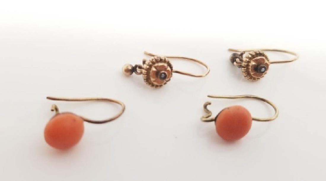 Antique Victorian Gold Earrings - Coral & Pearl (1 of 6)