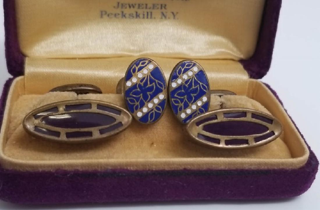 Two Pairs of Antique C 1900 Enamel Cuff Links (1 of 4)