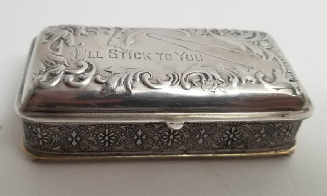 Antique Silver Plate Pin Box "Ill Stick to You" (1 of 7)