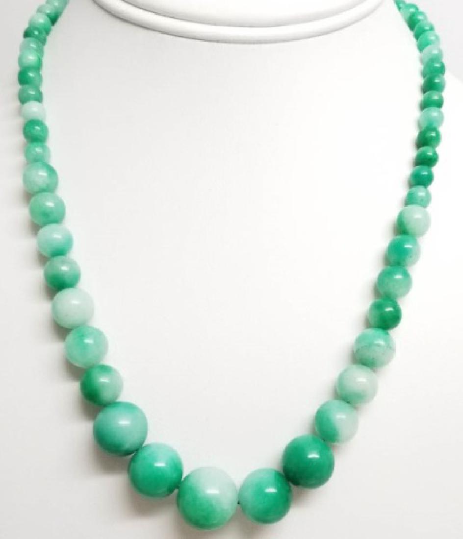Chinese Graduated Jade Bead Necklace Strand (1 of 3)