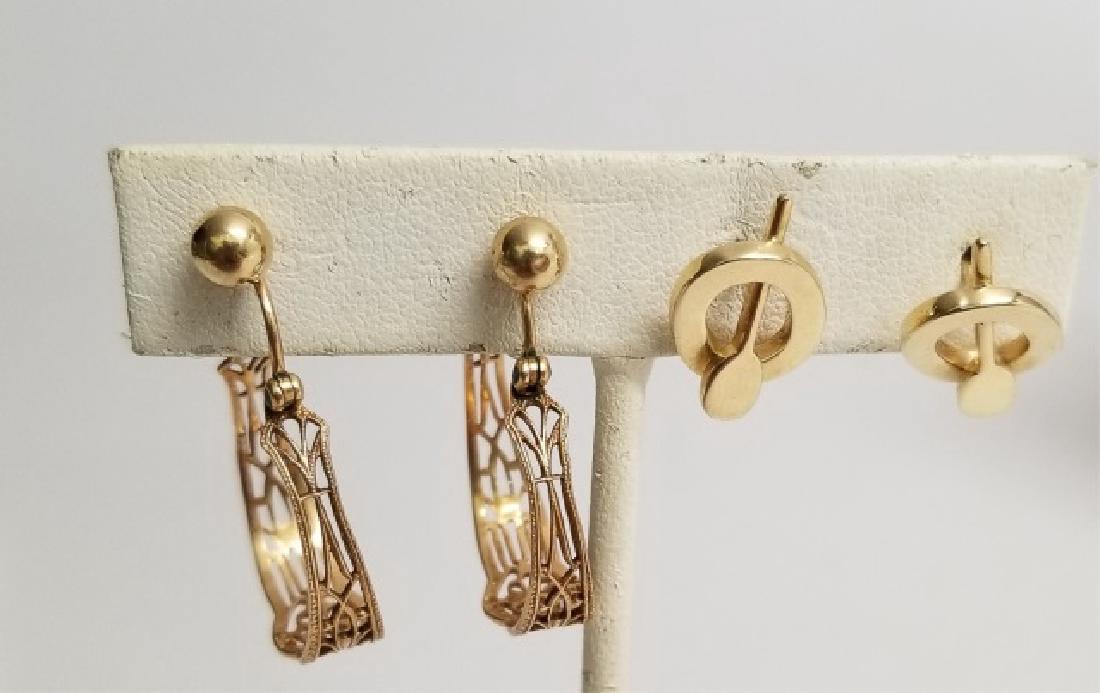 3 Pairs Estate 14kt Yellow Gold Earrings (1 of 9)
