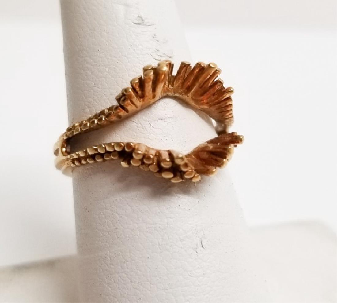 Estate 14kt Modernist Sputnik Ring Jacket: Estate 14kt Modernist Sputnik Ring Jacket for Solitaire Ring, such as example listed in this auction. Ring size 6.75 can be resized. Weighs approximately 5 grams.