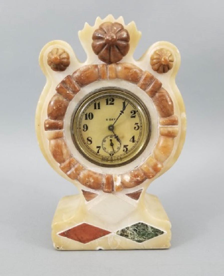 Antique Carved Marble Art Deco 8 Day Mantle Clock (1 of 7)