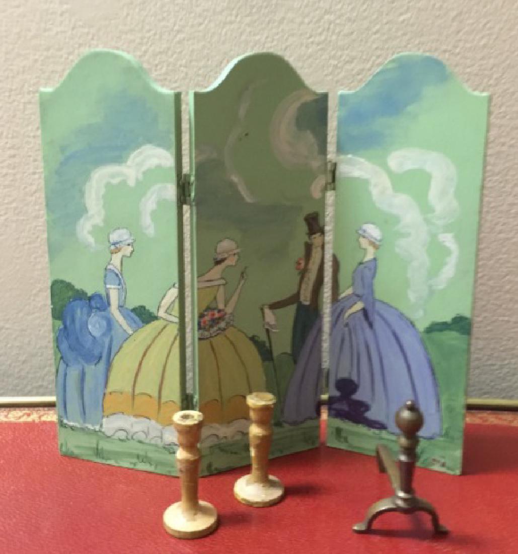 Antique Dollhouse Tynietoy Hand Painted Screen (1 of 4)