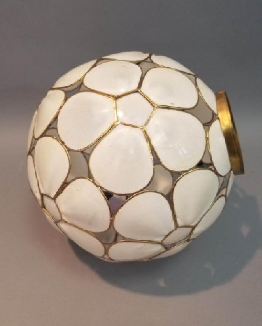 Sea Shell Shade Electric Hanging Light Fixtures: Sea Shell Shade Electric Hanging Light Fixtures. In original box / hardly used. Each measures 8 inches in diameter approximately.