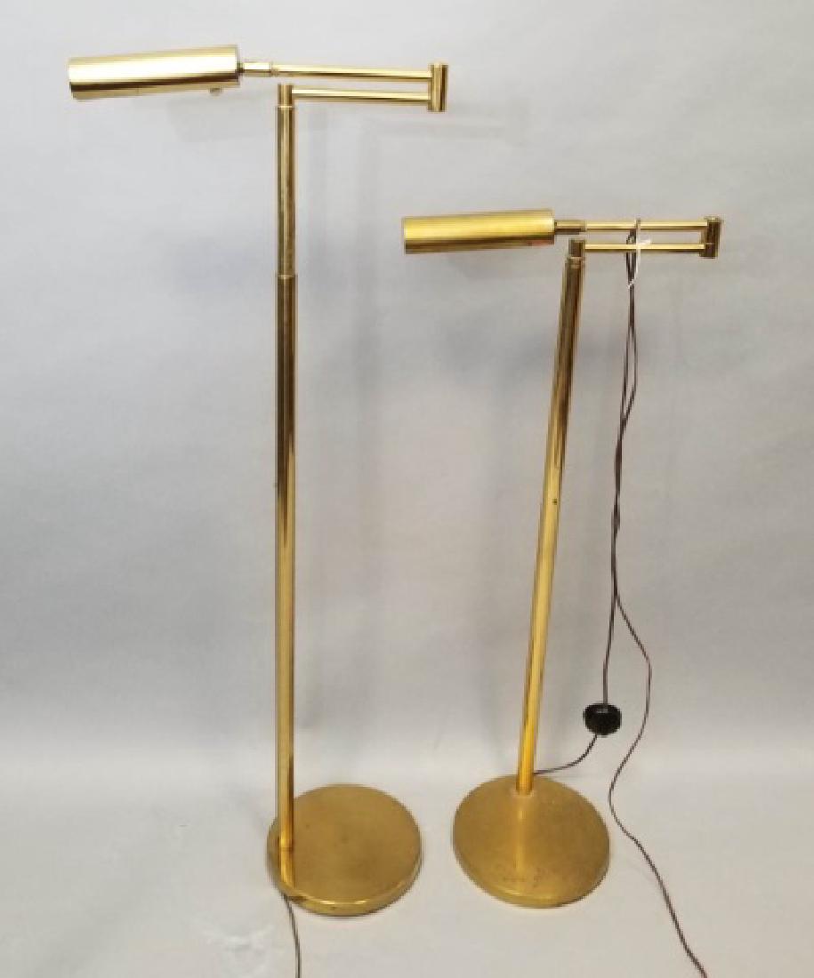 Pair Vintage Gilt Brass Adjustable Arm Floor Lamps (1 of 6)