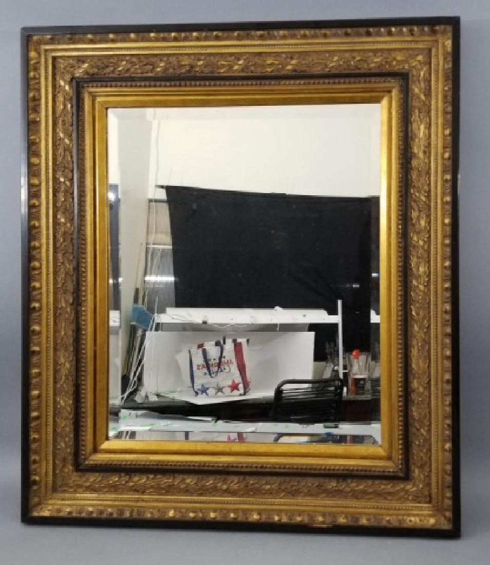 Gilt & Ebony Tone Framed Beveled Glass Wall Mirror (1 of 6)