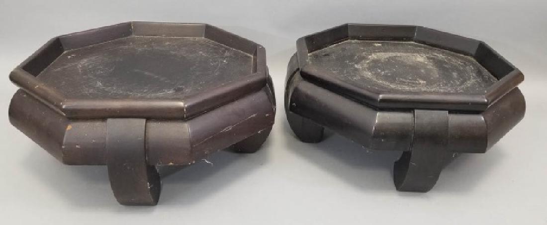 Pair Large Chinese Style Carved Wood Display Pedestals (1 of 5)