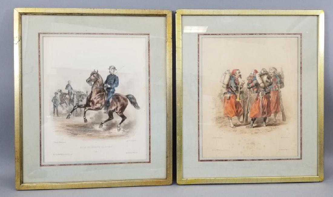 Pair Framed Antique French Prints of Soldiers (1 of 9)