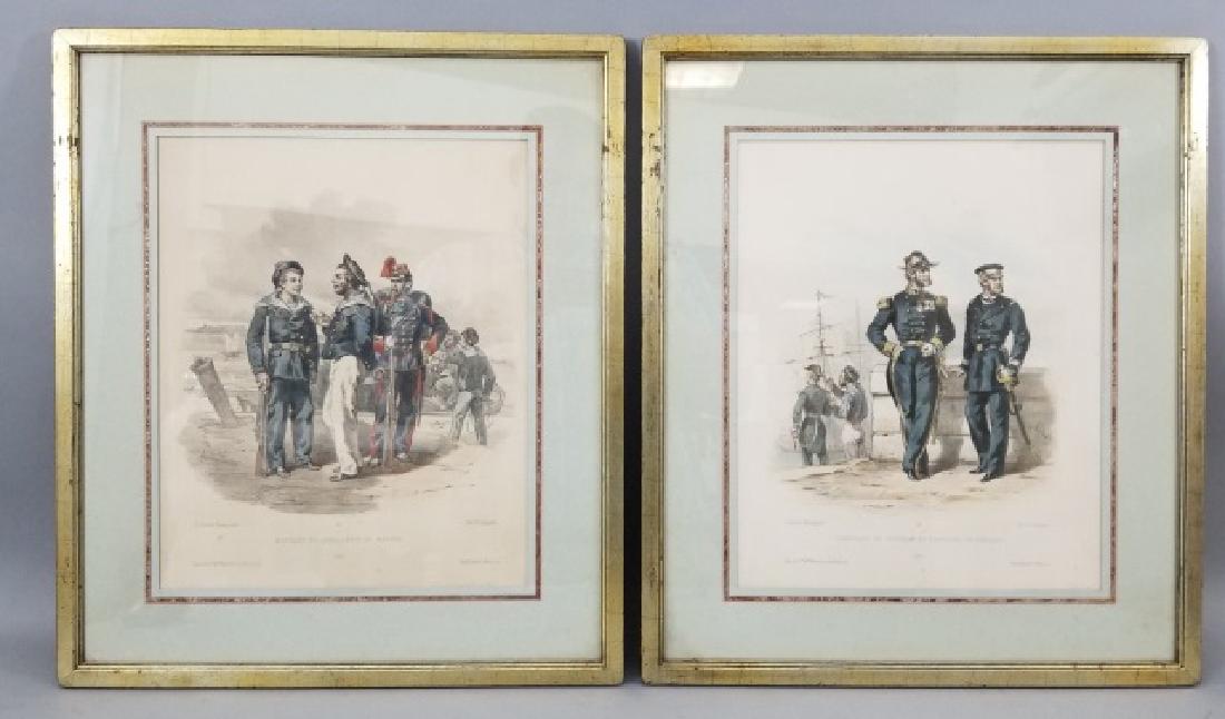 Pair Framed Antique French Prints of Soldiers (1 of 9)