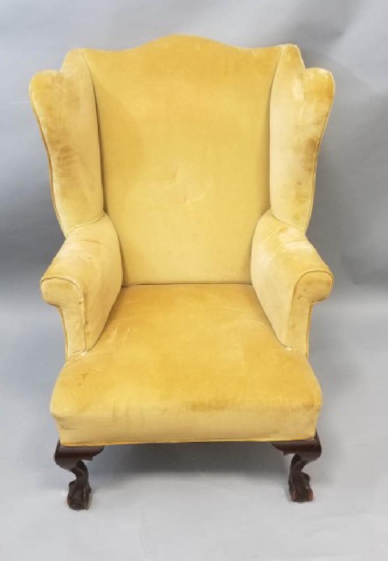 Velvet Upholstered Chippendale Style Armchair (1 of 7)