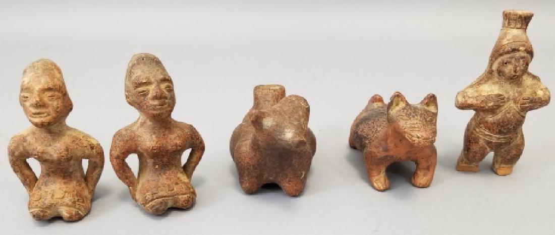Set of 5 Pre-Colombian Pottery Figures  Cows & Men (1 of 9)