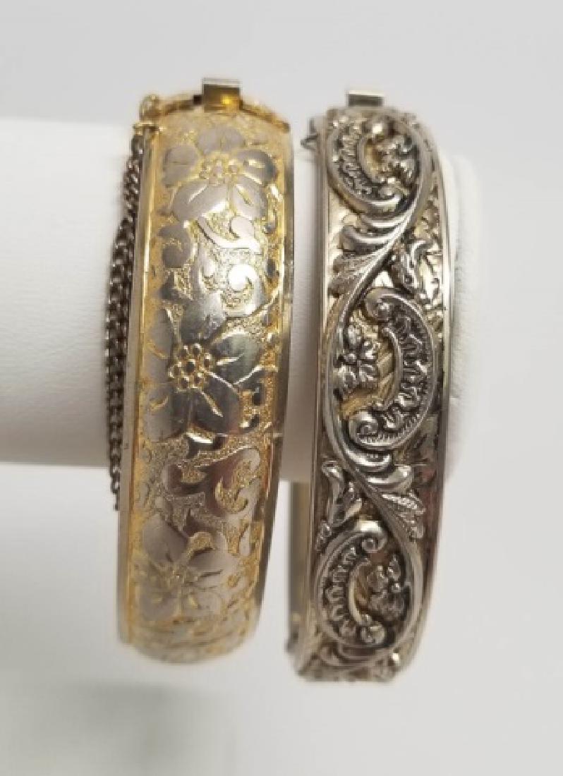 Two Estate / Vintage Gold & Silver Tone Bangles (1 of 7)
