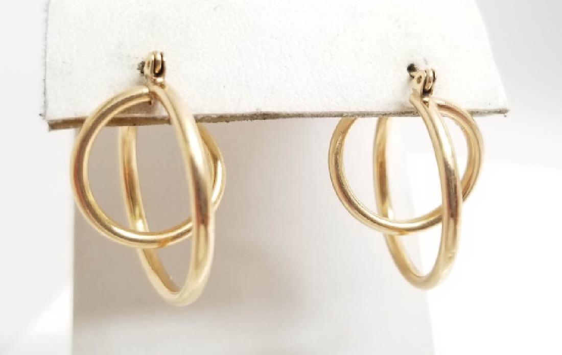 Estate Retro 14kt Yellow Gold Spiral Hoop Earrings (1 of 5)