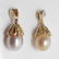 Pair Estate 14kt Yellow Gold Pearl Diamond Pendant