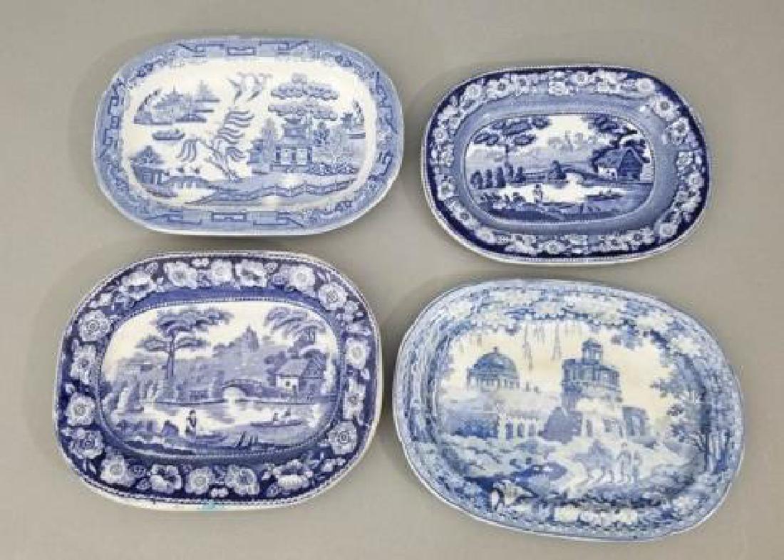 Four Antique 19th C English Transferware Platters (1 of 7)