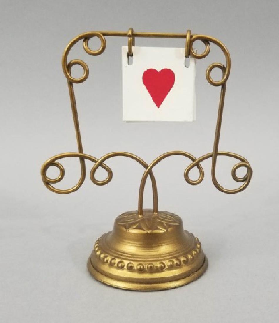 Card Game Ormolu Stand w Enamel Suit Markers: Card Game Ormolu Stand w Enamel Suit Markers. Measures 4 inches in height.