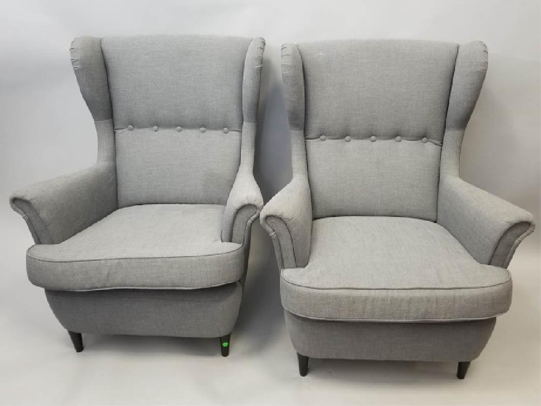 Pair of IKEA Charcoal Gray Curved Armchairs (1 of 9)