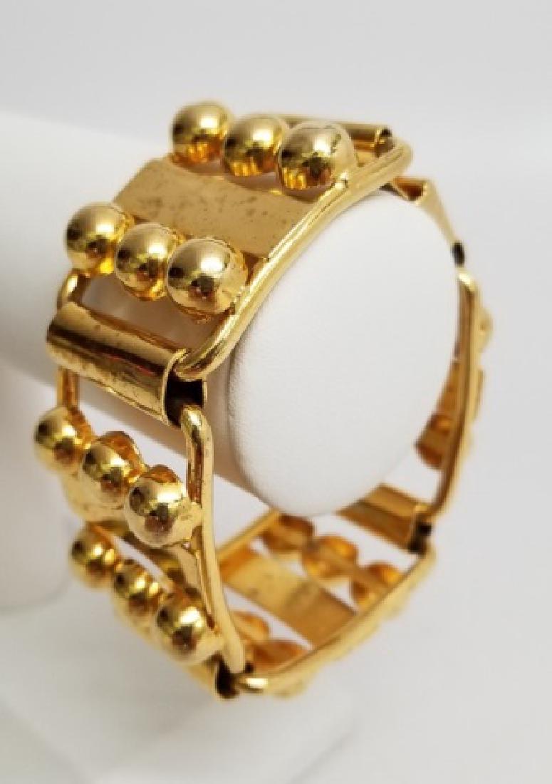 Retro Gilt Mexican-Style Link Bracelet wBox Clasp: Retro Gilt Mexican-Style Link Bracelet with Box Clasp; hallmarked Coro. Measures 7.25 x 1.2 inches.