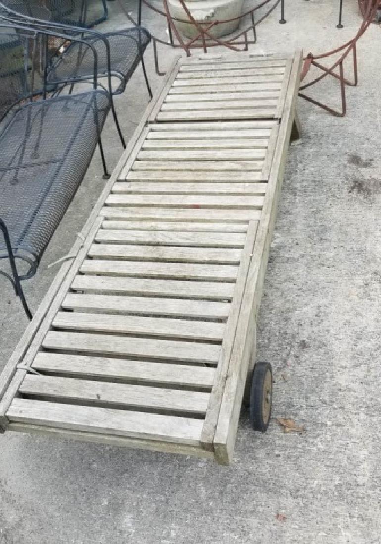 Teak Roller Chaise, Style of Smith-Hawken: Teak Roller Chaise, Style of Smith-Hawken. Measures 14 x 78 x 24 inches.