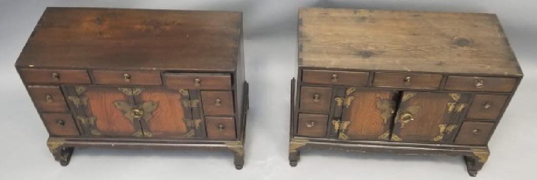 Pair Chinese Style Chests on Stands End Tables (1 of 5)