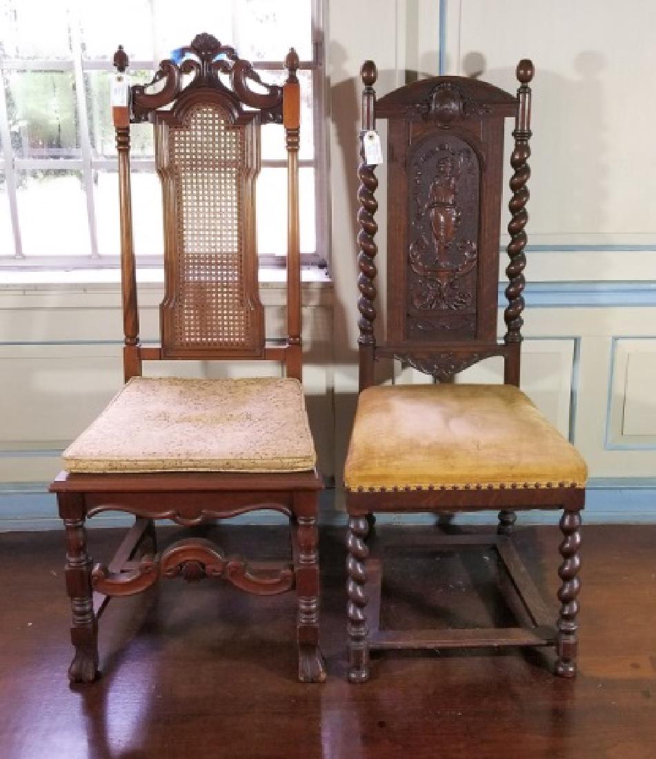 Two Antique Tudor / Jacobean Style Carved Chairs (1 of 4)
