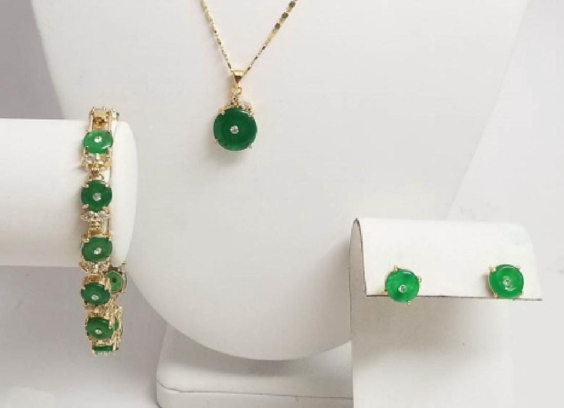 Jewelry Suite - 18KGP  "Jade & Diamond" Set (1 of 9)