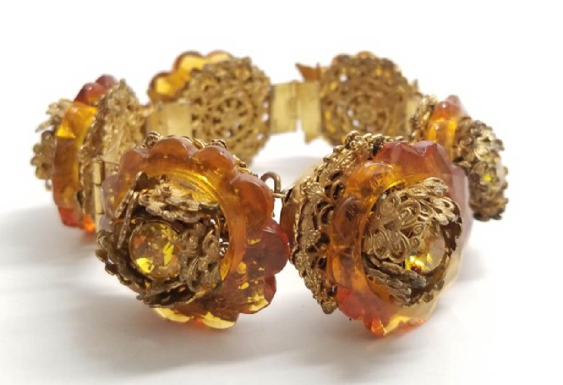 Vintage Estate Miriam Haskell Amber Tone Bracelet (1 of 9)