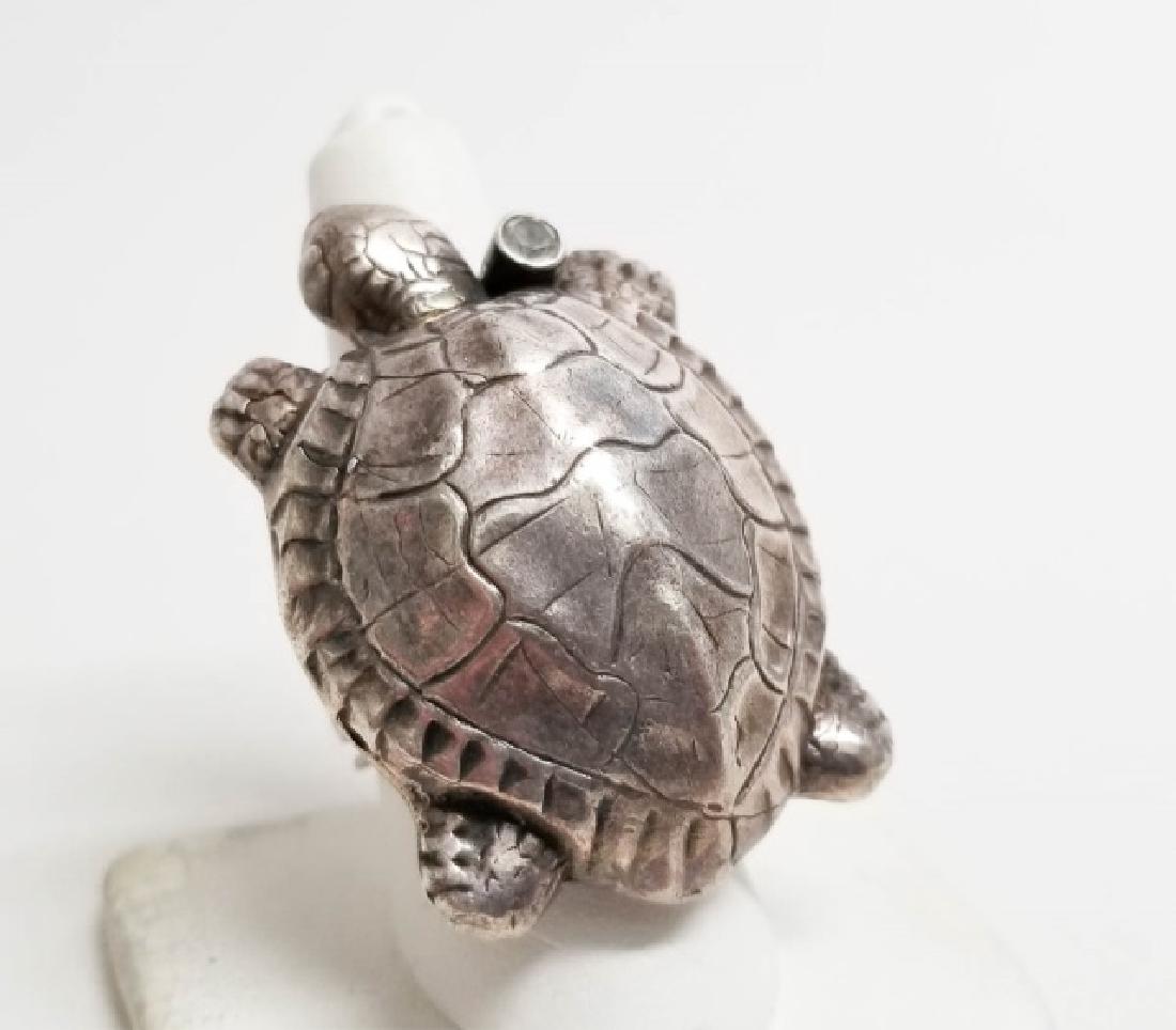 Signed Artisan Sterling & Tourmaline Turtle Ring (1 of 7)