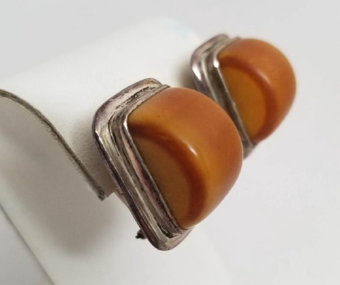 Estate Mid Century Amber Bakelite Retro Earrings (1 of 6)