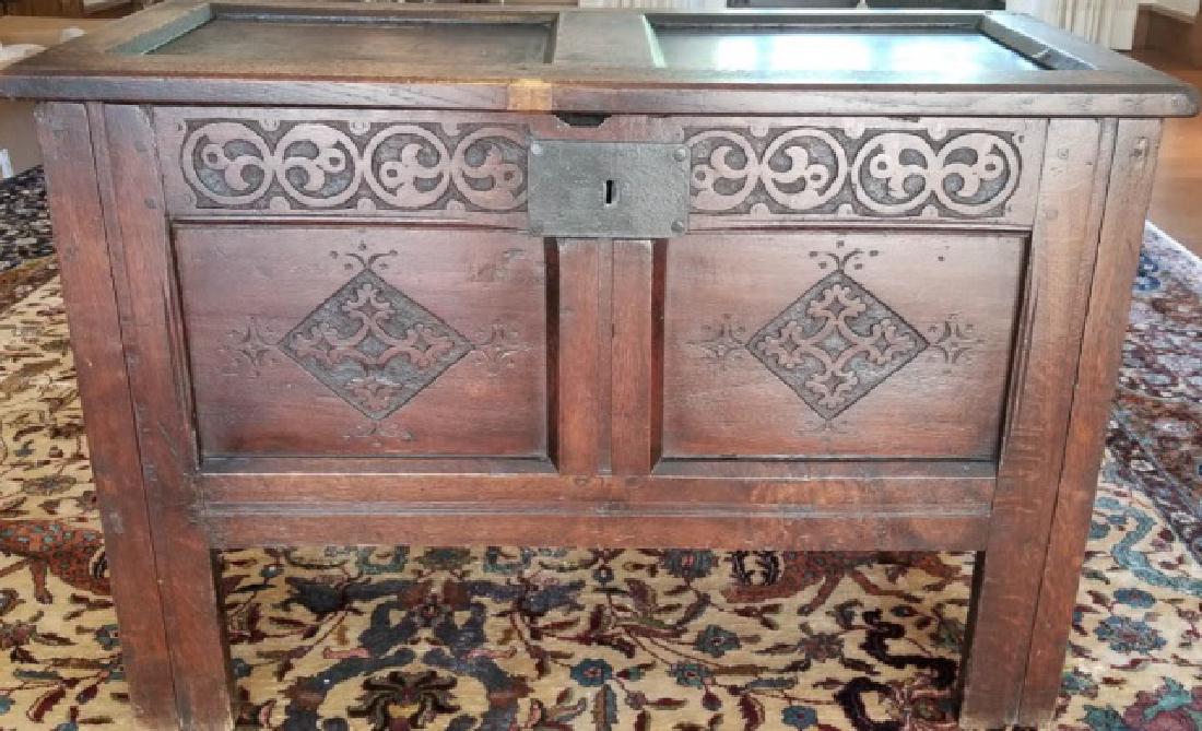 Antique English Jacobean Tudor Style Carved Chest (1 of 8)