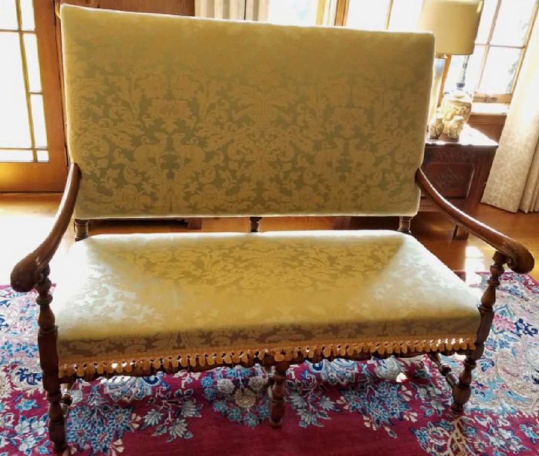 Antique Jacobean Tudor Style Sofa w Custom Fabric (1 of 8)