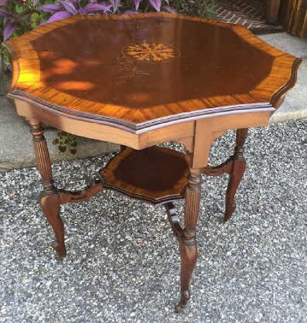 English Style Two Tier End Table w Banded Detail (1 of 5)