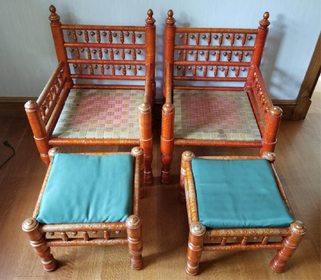 Pair Antique Handmade Punjabi Style Wedding Chairs (1 of 6)