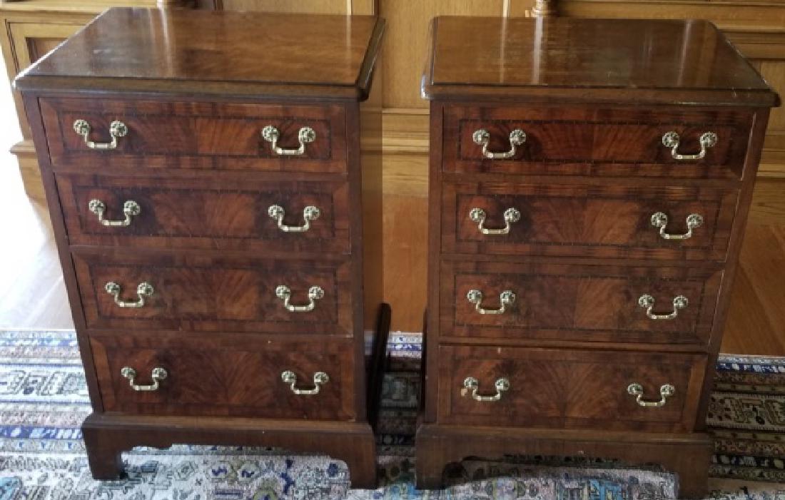 Pair Mahogany Four Drawer Night Stand End Tables (1 of 5)