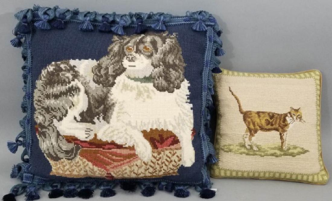 Petite Point Cat Pillow & Needlepoint Dog Pillow (1 of 10)