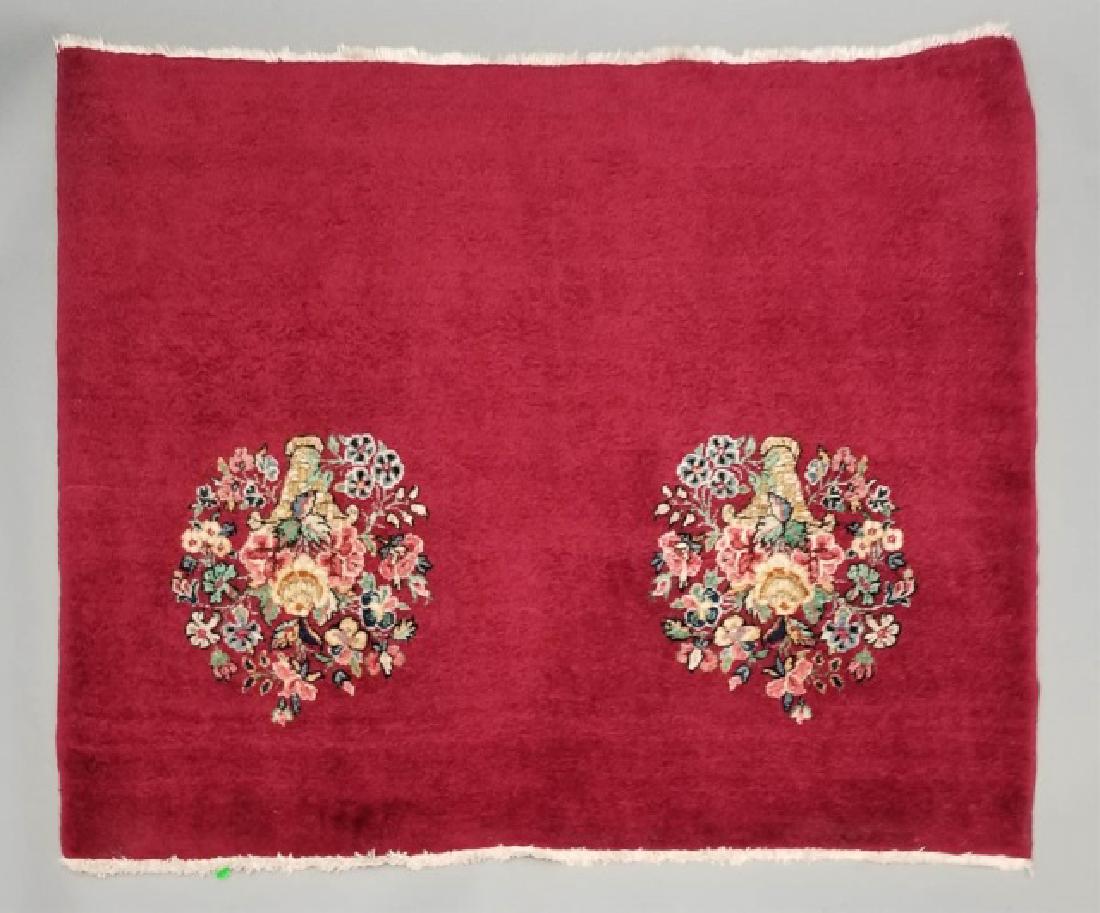 Antique Hand Knotted Wool Floral Bouquet Carpet (1 of 5)