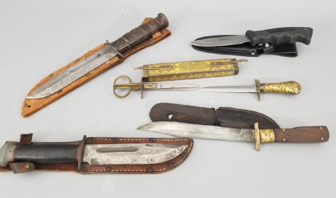 Four Vintage Hunting Knives & One Weapon (1 of 9)