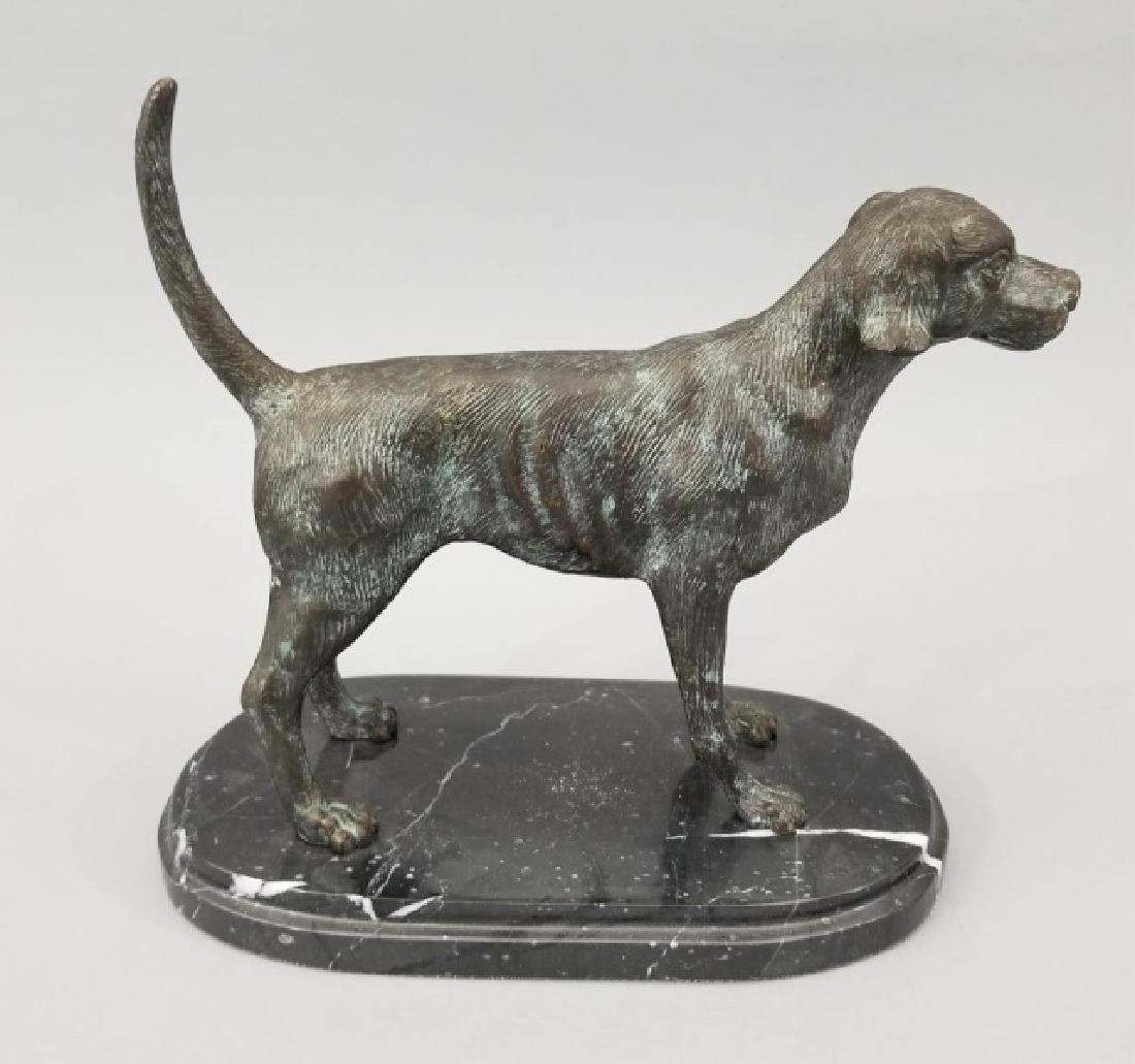 Dog Table Statue w Carved Oval Marble Base (1 of 9)