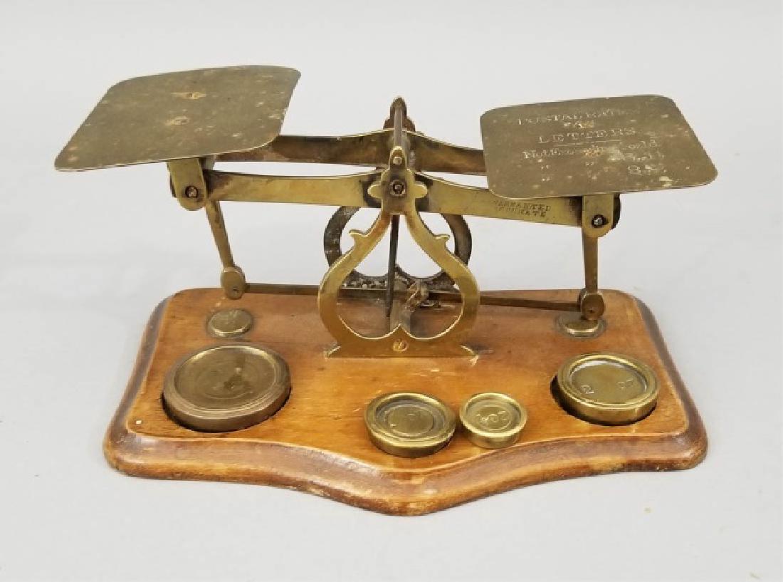 Antique "Postal Rates" Wood & Metal Counter Scale (1 of 7)