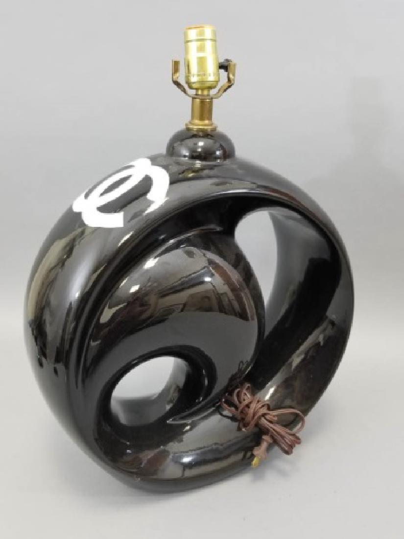 Modern Black & White Lamp with Chanel Logo (1 of 6)