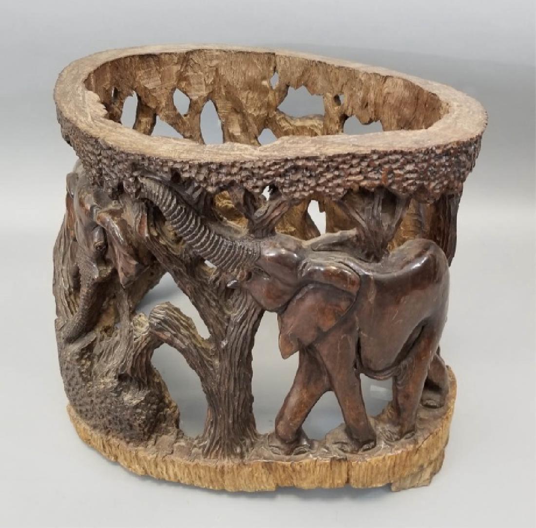 African Elephants Carving from Tree Trunk (1 of 2) (1 of 8)