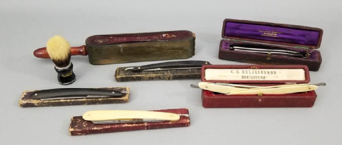 Group Vintage & Antique Shaving Blades & Strop (1 of 10)
