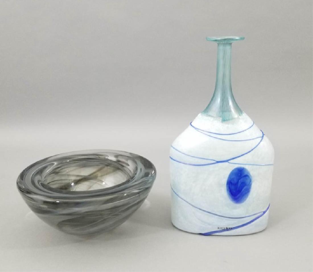 2 Kosta Boda Art Glass Table Items w Vase & Bowl (1 of 10)