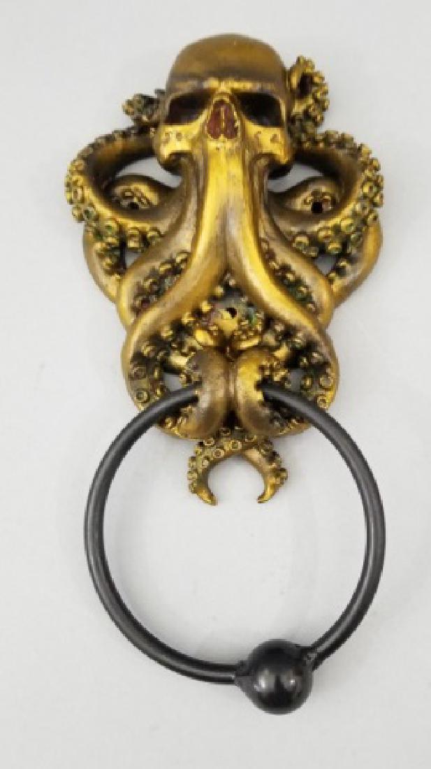Bronze Patina Figural Skull & Octopus Door Knocker (1 of 9)